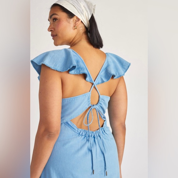 Anthropologie Pilcro Denim Flutter Sleeve Midi Dress - Picture 11 of 15